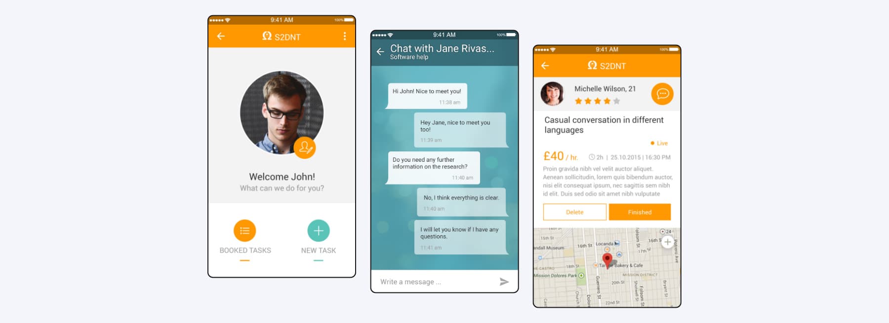top task chat screens
