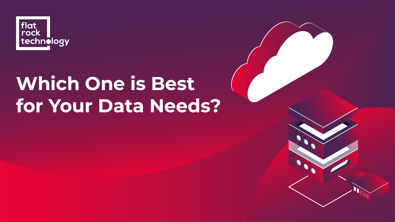 An illustration of a cloud-based and traditional databases. The banner reads: "Which one is best for your data needs?"